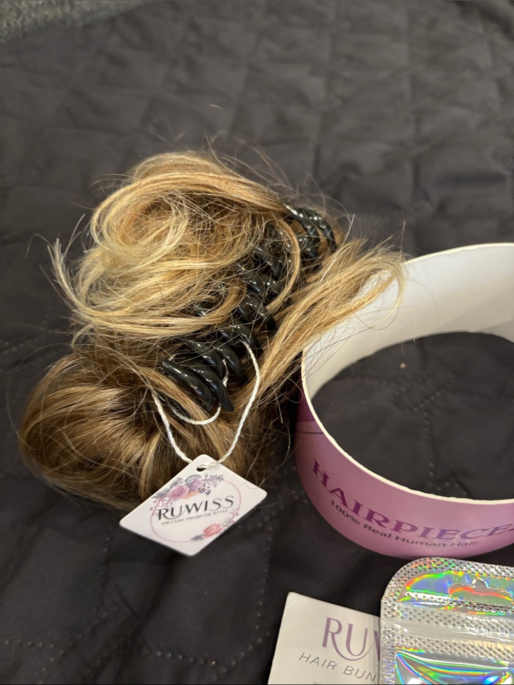 RUWISS Large Messy Bun Hair Piece With Claw Clip Human Hair Bun Wavy - Picture 2 of 3